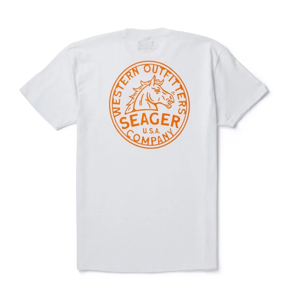 Seager Inc Mens Stang White Tee Shirt