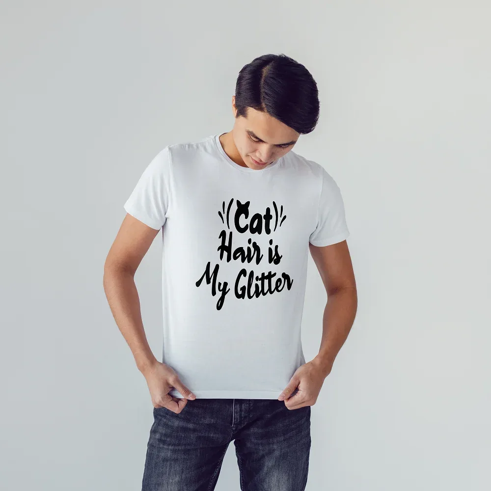 Seek Buy Love Cat Hair Glitter Tee (White) - Image 2