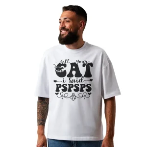 Seek Buy Love Cat Whispers Oversized Tee (White)