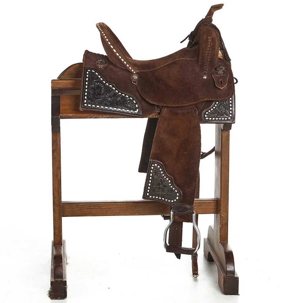 Seven Saddles Used 14.5in Roughout with Tooled Corners Barrel Saddle - Image 2