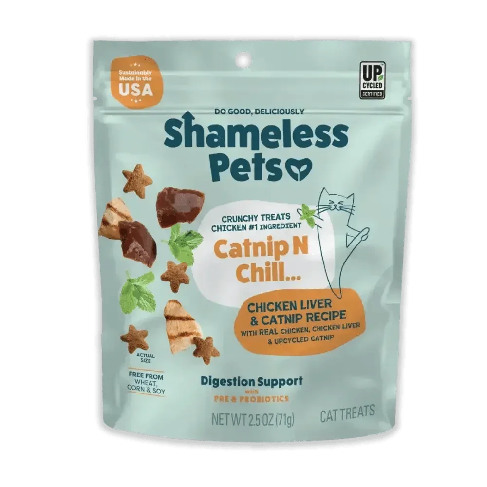 Shameless Pets Catnip N Chill Chicken Liver Crunchy Cat Treats 2.5oz