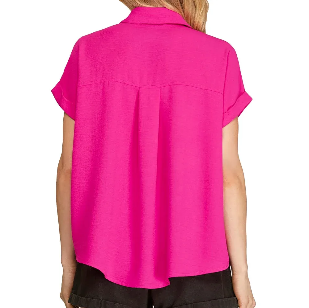 She & Sky Women's Hot Pink Collard Top - Image 2