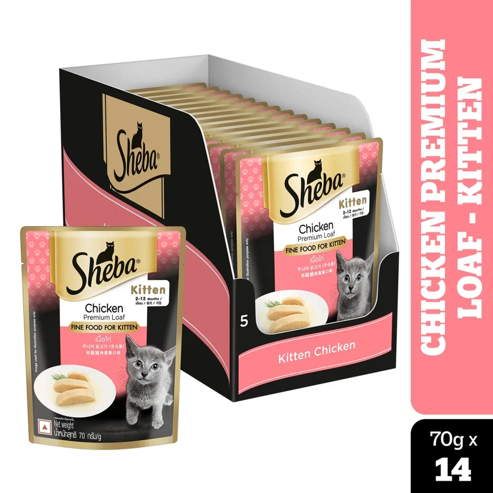 Sheba Chicken Loaf and Whiskas Tuna in Jelly Kitten Cat Wet Food Combo - Image 2