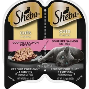 Sheba Perfect Portions Twin Pack Salmon Cuts in Gravy Wet Cat Food-2.65oz-24 Pcs