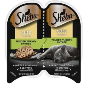 Sheba Perfect Portions Twin Pack Turkey Cuts in Gravy Wet Cat Food-2.65oz-24 Pcs