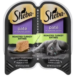 Sheba Premium Pate Twin Pack Turkey Entrée Wet Cat Food - 2.65 oz - Case of 24