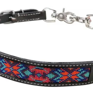 Showman® Argentinian Cow Leather Wither Strap with Beaded Inlay