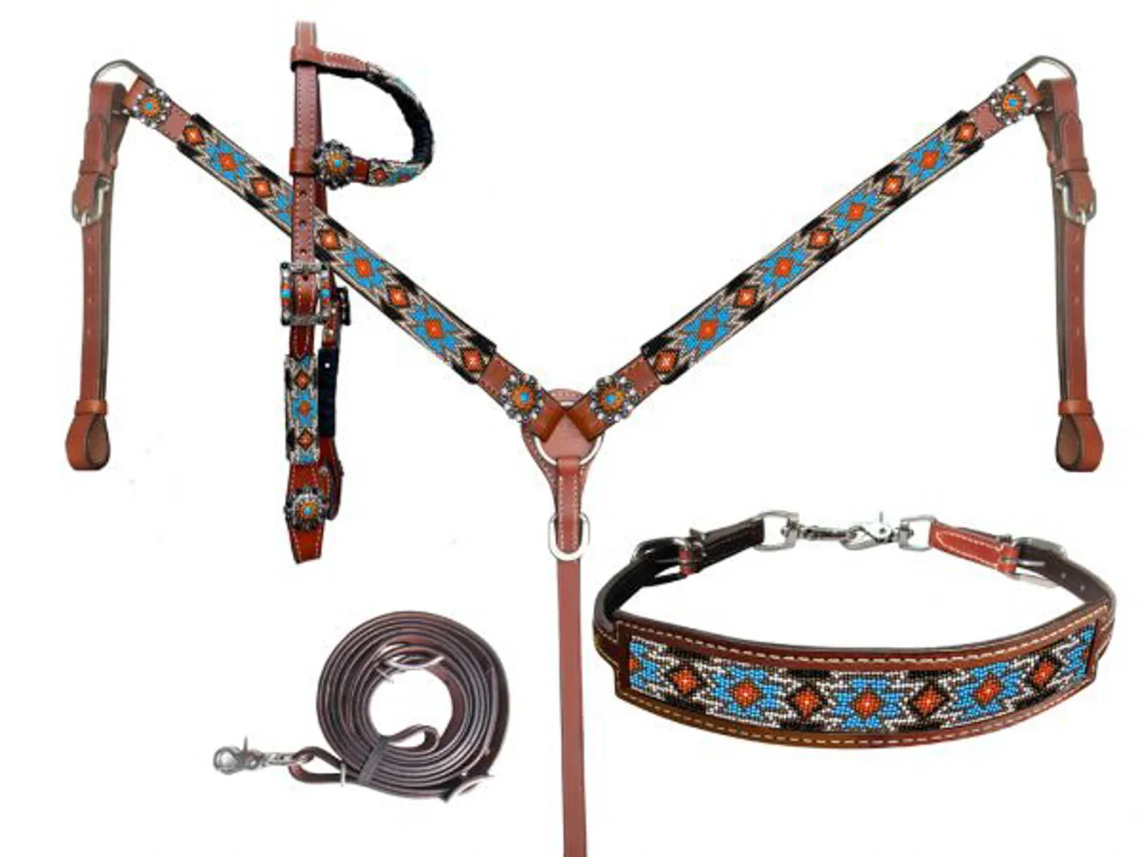 Showman® Beaded Southwest Design 4-Piece Tack Set - Image 2