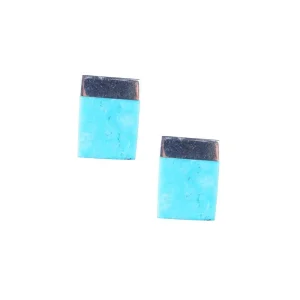 Silver N Accessories Sterling Slab Turquoise Stud Earrings
