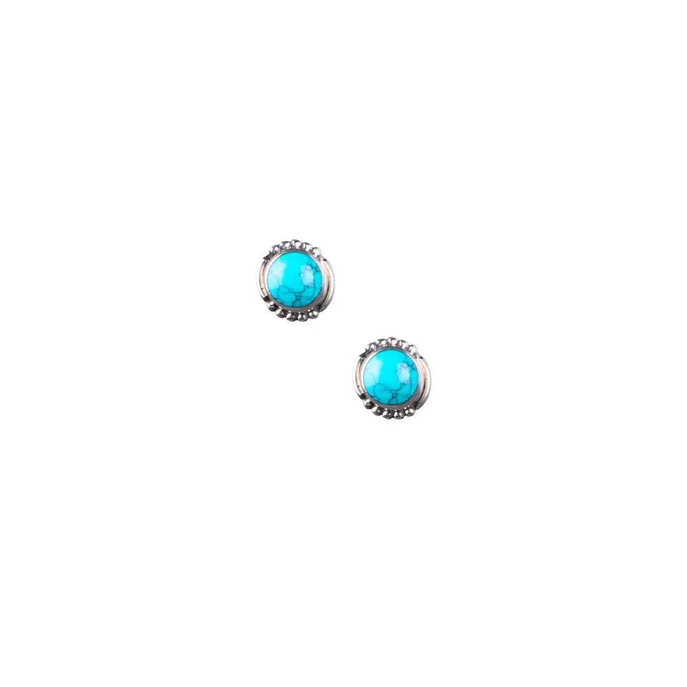 Silver N Accessories Sterling Small Dotted Turquoise Stud Earrings