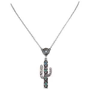 Silver & Turquoise Cactus Necklace