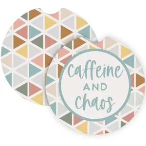 Sincere Surroundings Caffeine And Chaos Car Coasters