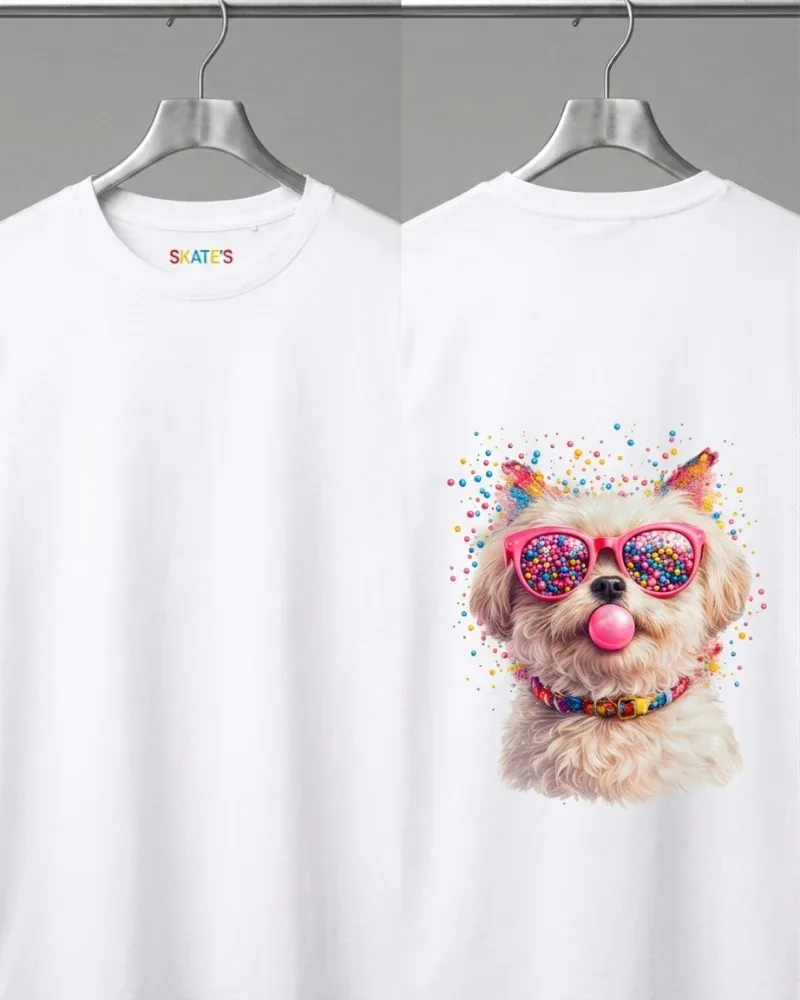 Skatrs Bubblegum Bark Oversized Tee for Men and Women (White)
