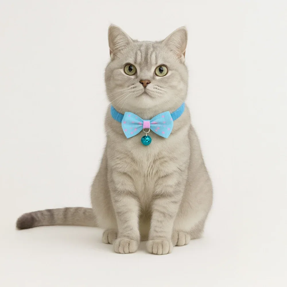 Skatrs Collar with Bow for Dogs and Cats (Blue)