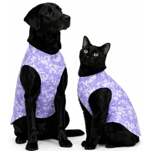 Skatrs Cotton Shirt for Dogs and Cats (Lavender and White)