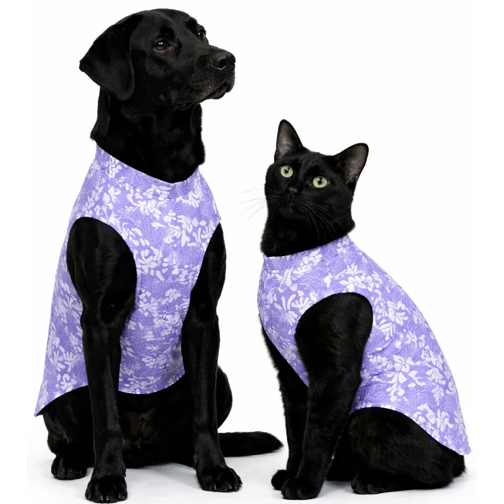 Skatrs Cotton Shirt for Dogs and Cats (Lavender and White)