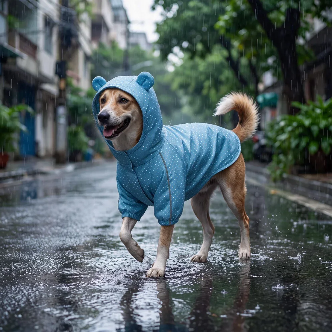 Skatrs Drizzle Dazzle Raincoat for Dogs (Light Blue) - Image 2