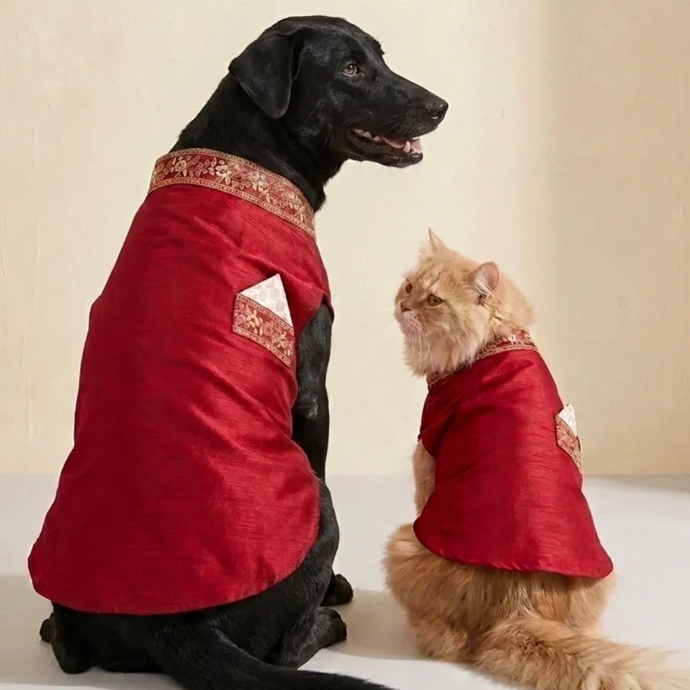 Skatrs Ethnic Sherwani for Dogs and Cats (Maroon)