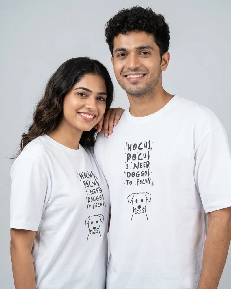 Skatrs Hocus Pocus, I Need Doggos to Focus Graphic Tshirt for Men and Women - Image 2