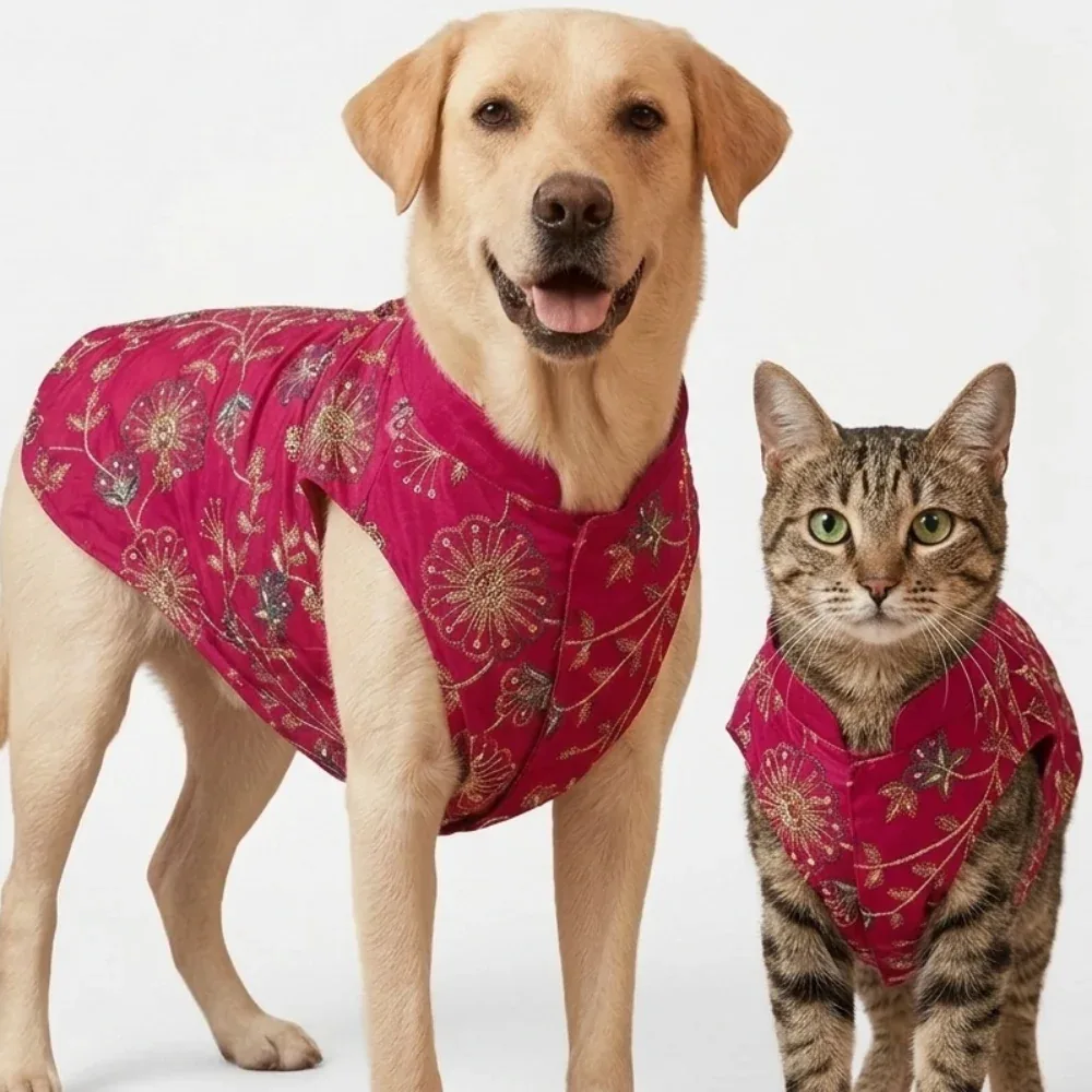 Skatrs Maharaja Handcrafted Sherwani for Dogs and Cats (Fuchsia)