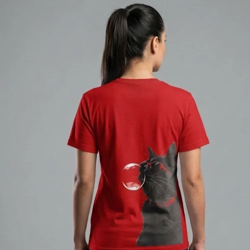 Skatrs Midnight Meow Tee for Men and Women (Red)