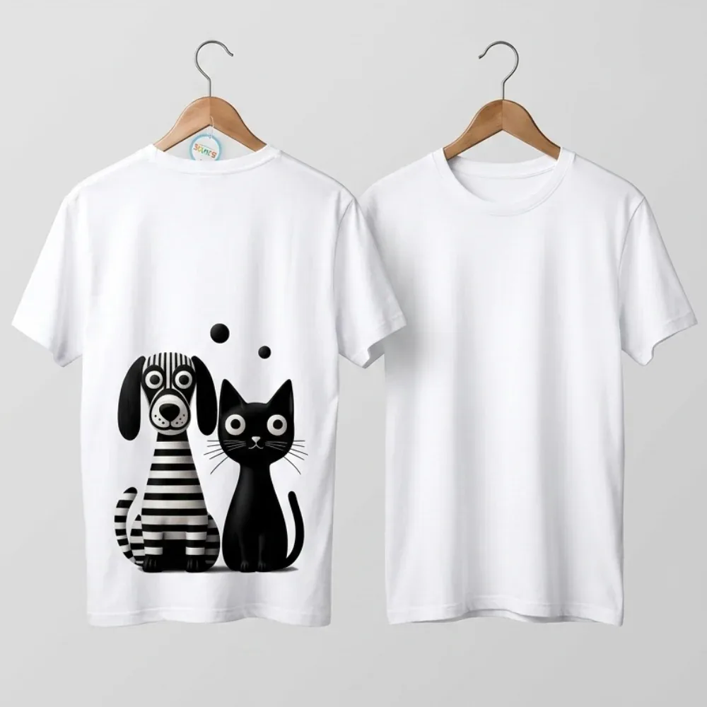 Skatrs Paws Together Oversized Tee for Men and Women (White)