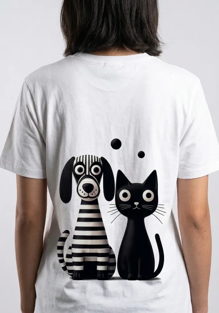 Skatrs Paws Together Oversized Tee for Men and Women (White) - Image 2