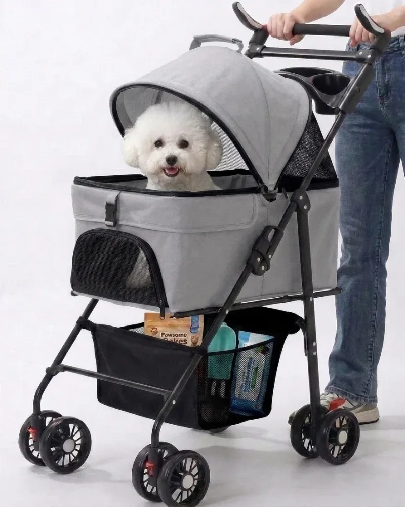 Skatrs Portable Pet Stroller for Small & Medium Dogs and Cats (Grey)