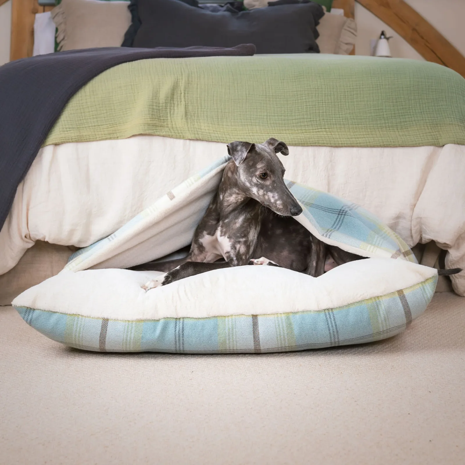 Sleepy Burrows Bed With Removable Cover in Balmoral Duck Egg Tweed by Lords & Labradors