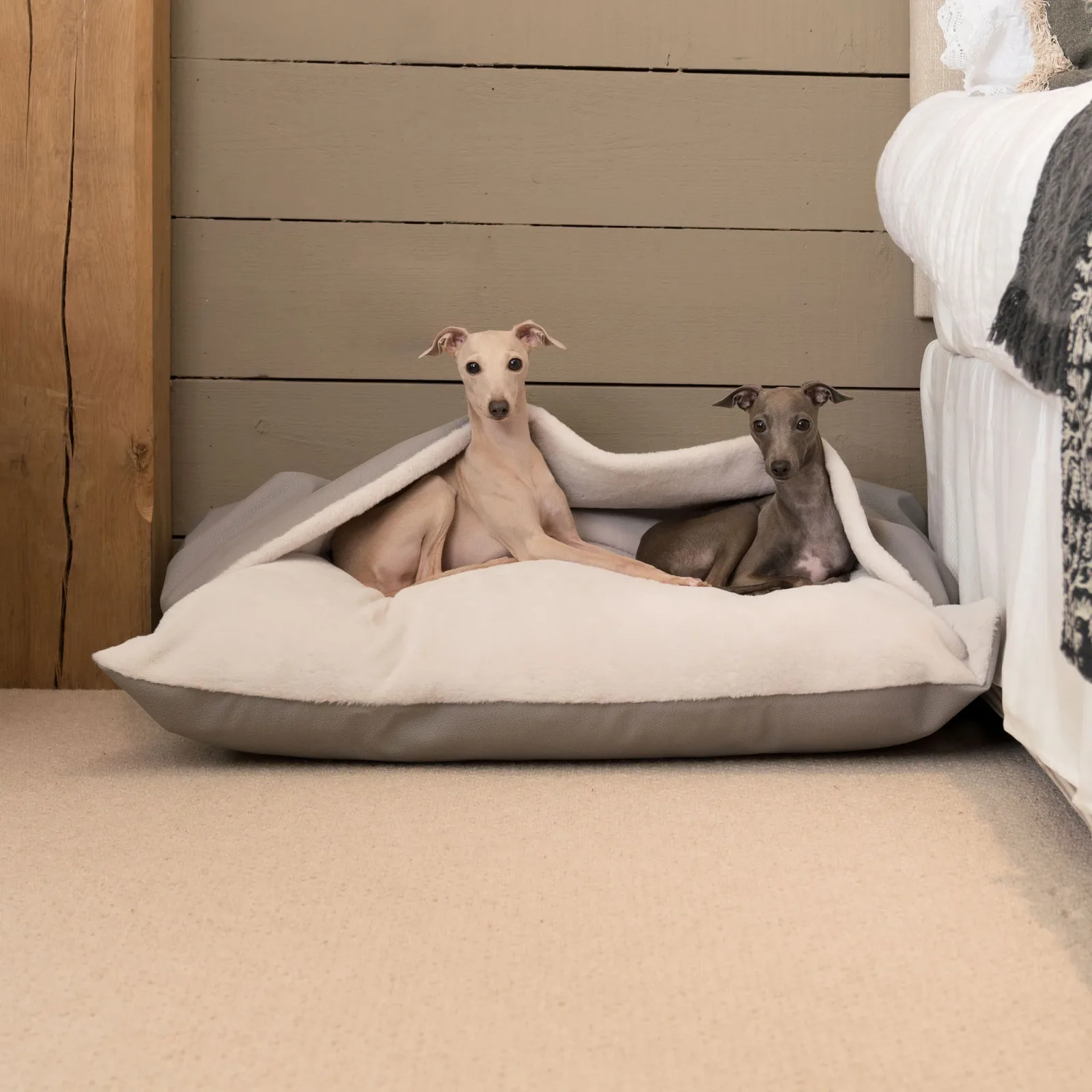 Sleepy Burrows Bed With Removable Cover in Granite Rhino Tough Faux Leather by Lords & Labradors