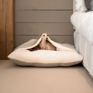 Sleepy Burrows Bed With Removable Cover in Natural Herringbone by Lords & Labradors
