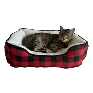 Slumber Pet Buffalo Check 19in Cuddler Bed for Cats and Small Dogs