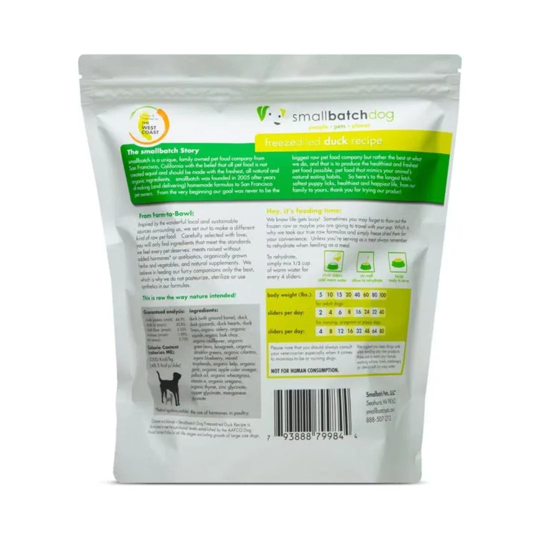 Smallbatch Dog Freeze-Dried Slider Duck 25 oz (4 Per Case) - Image 2