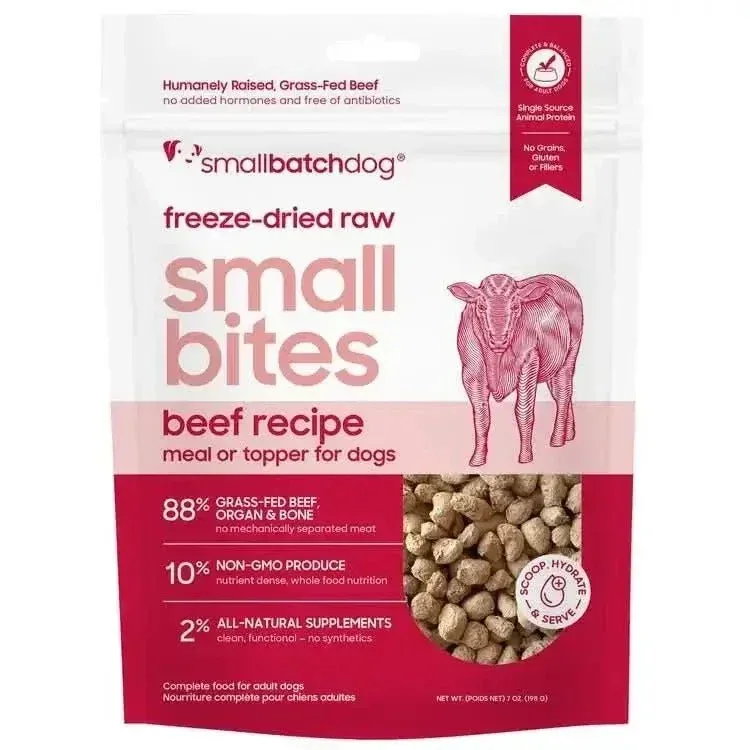 Smallbatch Pets Beef Freeze Dried Dog Food for Healthy Pups - Nutrient-Rich Small Bites