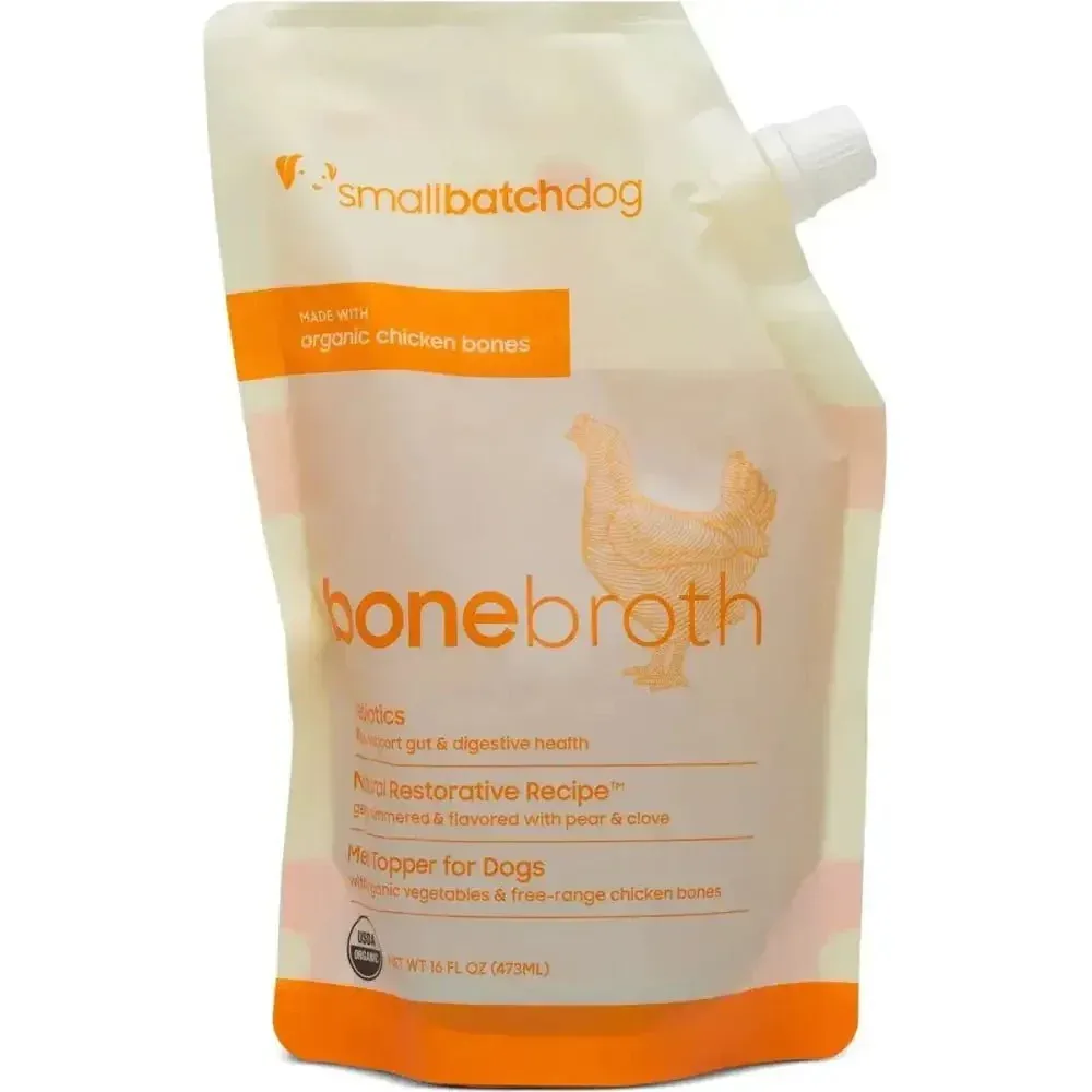 Smallbatch Pets Organic Shelf Stable Adult Chicken Bone Broth Wet Dog Food Topper 16oz