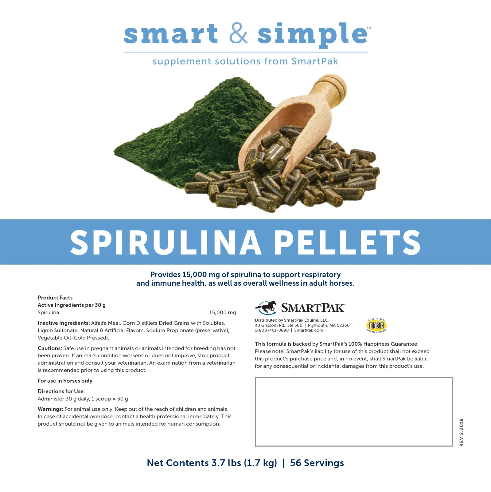 Smartequine Smart & Simple Spirulina Pellets 3.7 lb Bag - Image 2
