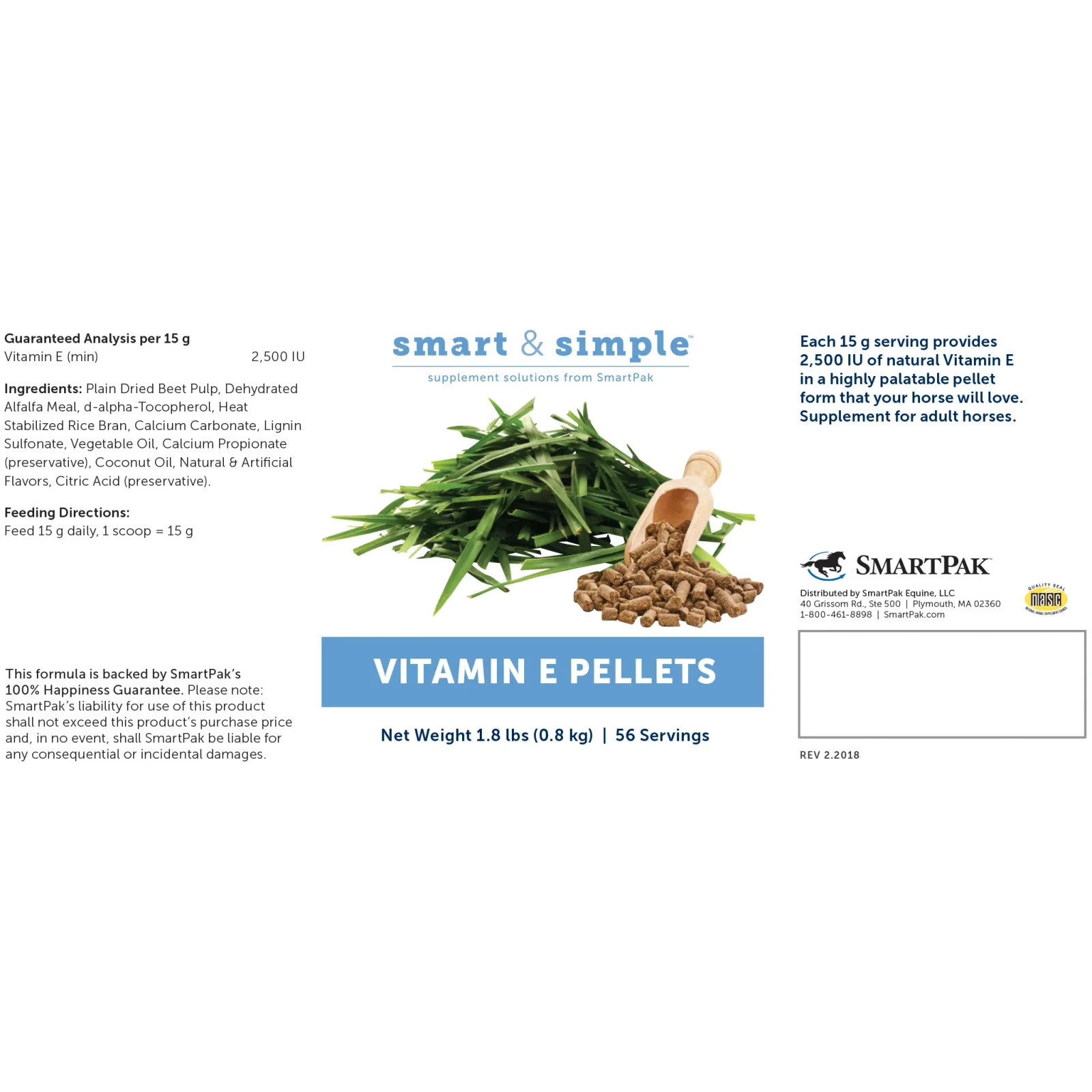 Smartequine Smart & Simple Vitamin E Pellets 1.9 lb Tub - Image 2