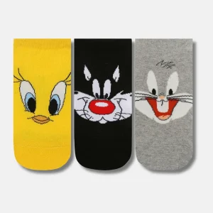 SocksXpress Looney Tunes Cartoon Lowcut Socks for Women (Pack of 3)