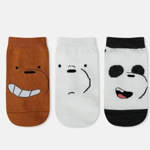 SocksXpress We Bare Bears Themed Ankle Socks for Women (Pack of 3)
