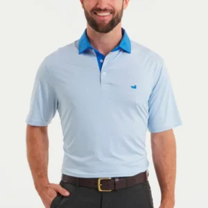 Southern Marsh Men's Blue & White Bermuda Hampton Polo