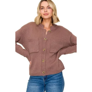 Staccato Women's Dark Mocha Button Long Sleeve Cardigan