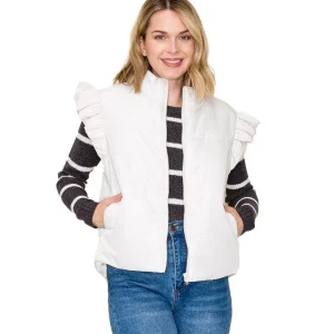 Staccato Women's Ivory Ruffle Sleeve Vest