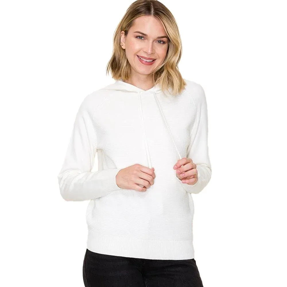 Staccato Women's Ivory Waffle Textured Long Sleeve Top