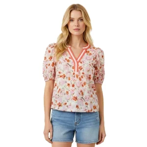 Staccato Women's Pink & Coral Puff Sleeve Top