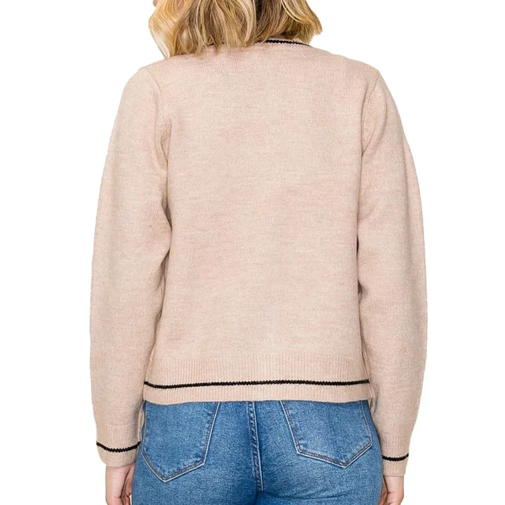 Staccato Women's Taupe Bow Neck Button Cardigan - Image 2