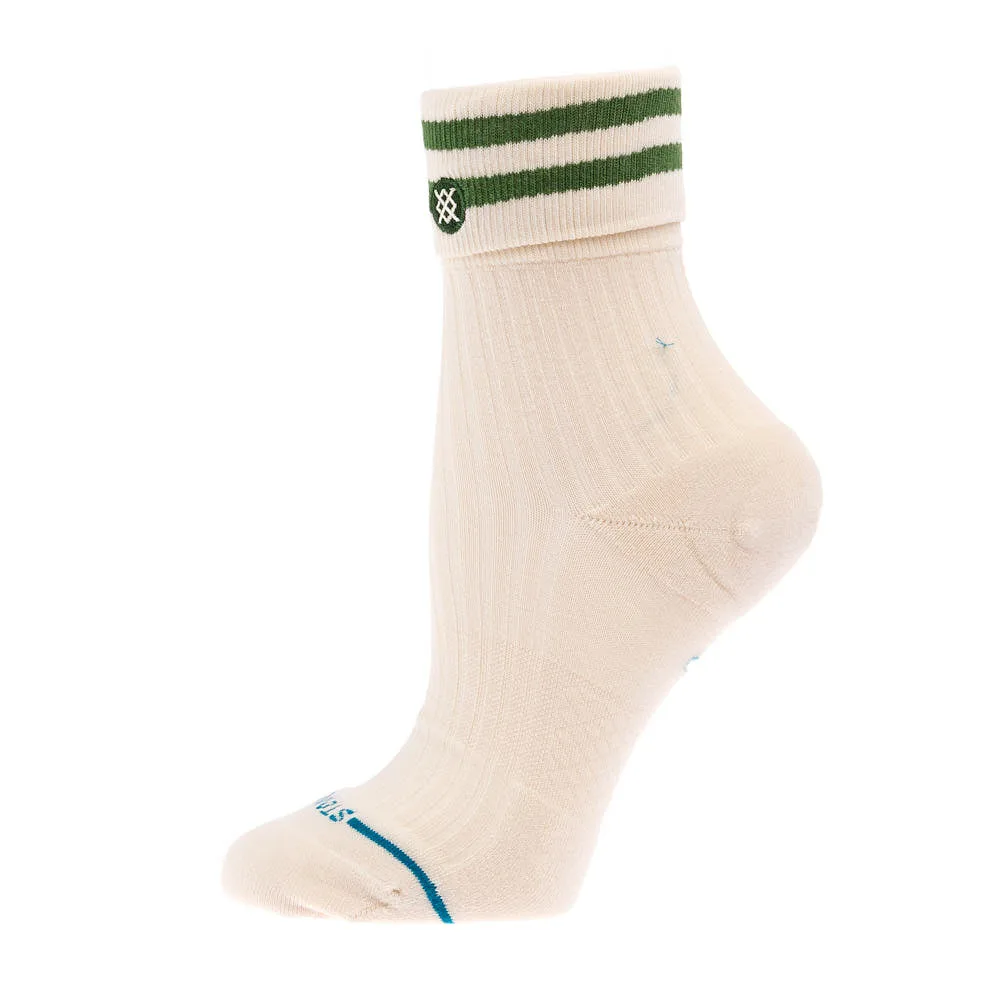 Stance Women`s Green Accent Roll Cuff Quarter Height Sock - Image 2