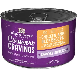 Stella & Chewy's Cat Carnivore Cravings Shred Chicken and Beef, 5.2 oz each, Case of 24