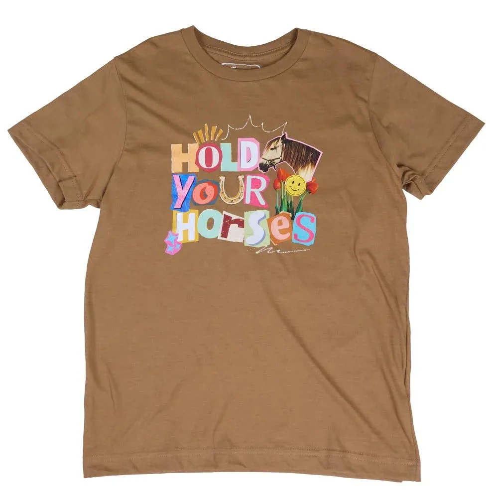 Summer Tees Girl's Brown Hold Your Horses Tee Shirt