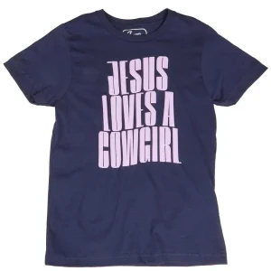 Summer Tees Girl's Jesus Loves A Cowgirl Tee Shirt