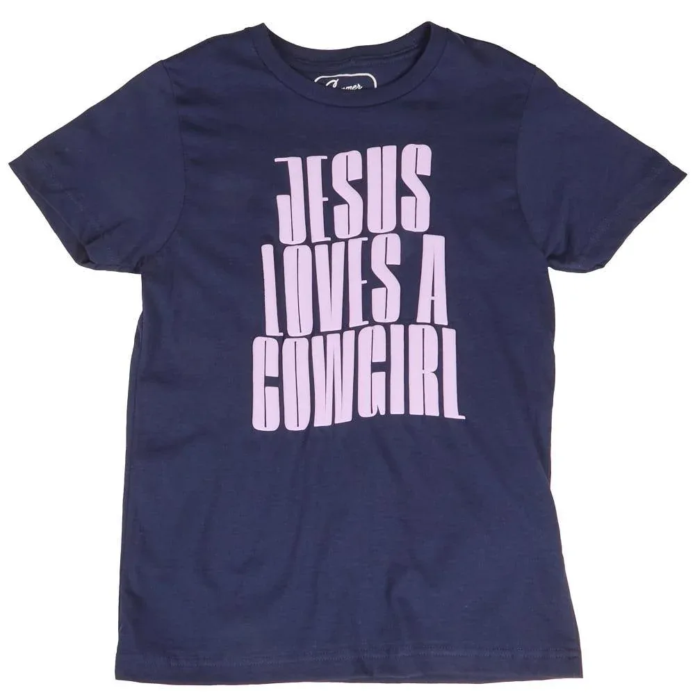 Summer Tees Girl's Jesus Loves A Cowgirl Tee Shirt